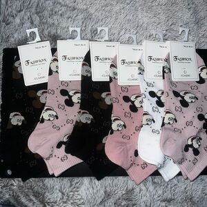 Classic Cartoon Socks - Black, Pink, White